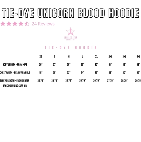 Unisex Tie-Dye Unicorn Blood Hoodie XL Jeffree Star Cosemtics - Picture 3 of 4